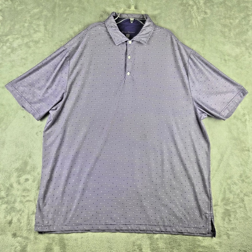 Hickey Freeman Golf Polo Shirt Mens 2XL Purple Geometric Stretch Performance